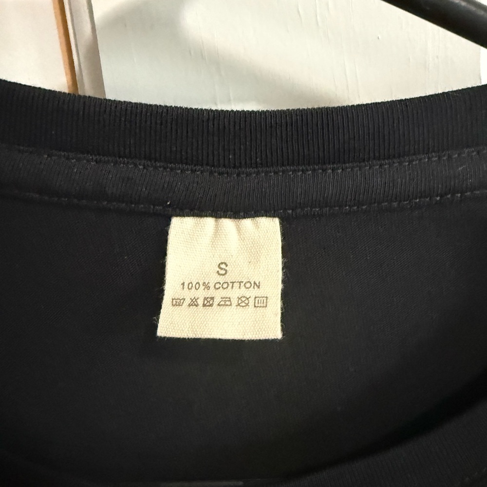 Men's Black Funny Graphic Tee with Beige Slogan Small - Picture 3 of 4